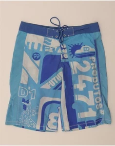 DIESEL Mens Graphic Swimming Shorts Large Blue Polyamide CB02 - Picture 1 of 3