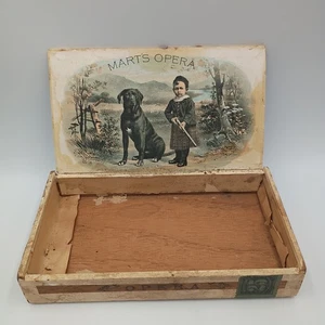 c1885  Mart's Opera Cigar Box -- Small Boy & Dog Hunting - Rare Advertising - Bild 1 von 16