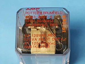 RELAY PILOT , HN61KL615B, AMF(P&B ) Coil 120 VAC, 3PDT, TPDT, 5 A-125V, 3A- 250V - Picture 1 of 13