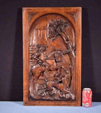*Large French Antique Deep Carved Architectural Panel Door Solid Walnut Wood Cover