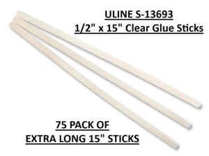 75 pcs- 1/2" x 15" ULINE S-13693 CLEAR Glue Sticks All Purpose Hot Melt Adhesive - Picture 1 of 1