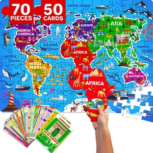 Puzzles for Kids Ages 4-6 - 70 Pcs Jigsaw Puzzles for 6-8 Years - 50 Flashcards - Picture 1 of 6