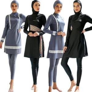 Summer Muslim Women Modest Burkini Swimwear Full Cover Hijab Bathing Beachwear - Picture 1 of 23