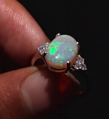 Anillo de ópalo de fuego australiano natural de eternidad de plata esterlina 925 anillos de ópalo de fuego Foto 1 de 4