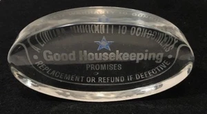 Vtg Good Housekeeping Promise Paperweight Clear Oval Art Glass - Picture 1 of 5
