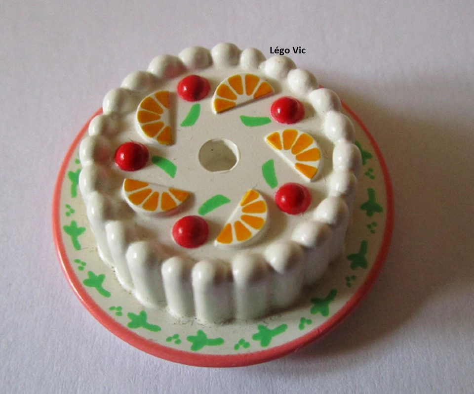 Lego 33013pb01 Food Cake Cherrie Orange Gâteau Scala 3240 Mickey 4165 MOC A105 - Photo 1/1