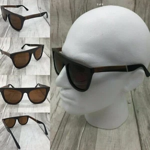 Men's Ebony Wood Plate Frame Brown Polarized Sunglasses 100% Protection - Picture 1 of 10