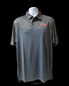 UNLV Rebels Champion Blue Gray Stripe Polo Shirt Men's Large NWT - Picture 1 of 6