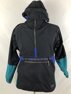 Vintage LL Bean Anorak 1/2 Zip Windbreaker Jacket Mens Small Black Aztec Mayer - Picture 1 of 8