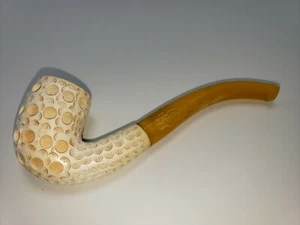 Vintage Meerschaum ? Lattice Carved Butterscotch Bakelite Stem Estate Pipe - Picture 1 of 8