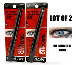 REVLON So Fierce! Chrome Ink Liquid Eyeliner 901 Gunmetal Acier LOT OF 2 - Picture 1 of 1