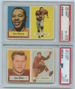 1957 Topps #129 Joe Perry PSA 6 EX-MT and #36 Leo Elter PSA 8 (OC) NM-MT - Picture 1 of 2