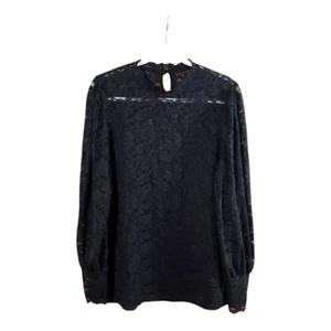 Blusa negra floral de encaje cuello alto manga globo femenina gótica para mujer XL - Imagen 1 de 4