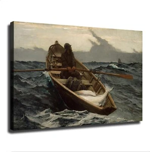 Old Man and The Sea Fishing Row Boat Ocean Posters Canvas Print Wall Art Modern - Picture 1 of 6