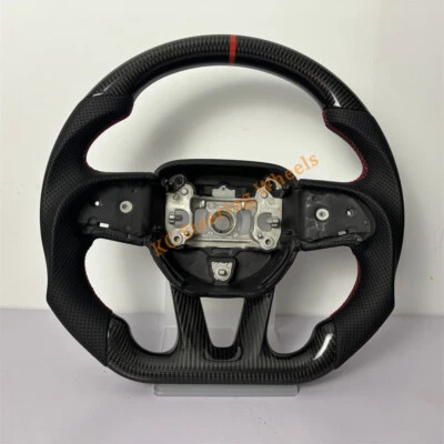 Steering Wheel Carbon Fiber D-shaped for Dodge Challenger Charger SRT 2015-2022 - Image 1 of 4