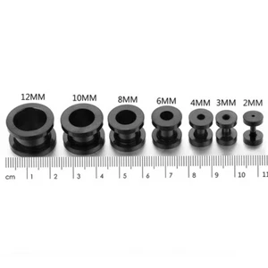 2 Pcs Men's Double Flared Stainless Steel Screw Back Ear Tunnel Piercing Plug UK - Picture 1 of 17