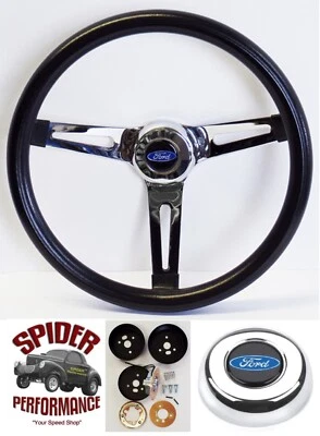 1949-1956 Ford рулевое колесо синий овальный 13 1/2» мышцы автомобиля хром - Изображение 1 из 4