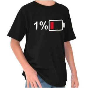 Funny Sarcastic Battery Drained Humor Joke Youth Crewneck T Shirts Boy or Girl - Picture 1 of 7