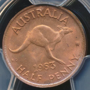 Australia 1963 Y. (p) Halfpenny 1/2d Elizabeth II - PCGS MS64RB (80329135) - Picture 1 of 4