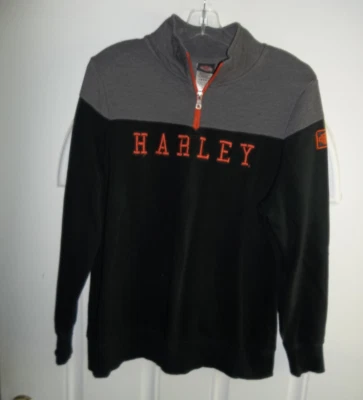 Sudadera Harley Davidson Pullover 1/4 Cremallera Hombre Talla L Negra/Gris Marquette MI Foto 1 de 4
