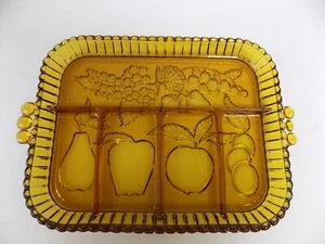 INDIANA TIARA BERNSTEIN GLAS OBST DESIGN 5 TEILIG RELISH TELLER TABLETT mit Griffen - Bild 1 von 3