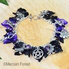 Dark Forest Goddess Greenman Bracelet - Purple - Gothic Pagan Jewellery Goth