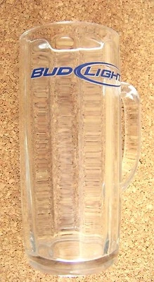 Bud Light tall handled mug tankard glass small chips Budweiser Anheuser Busch - Image 1 of 4
