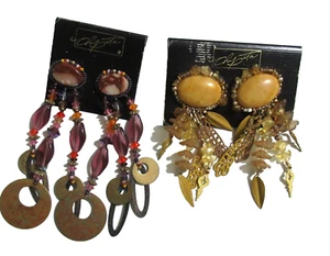 Chipita Earrings Semi Precious Stones Metal NOS 2 Pr - Picture 1 of 2
