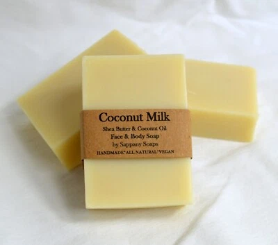 Organic ingredients 100% Natural Coconut Milk Unscented Soap face body SLS Free