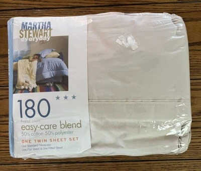 NEW - Martha Stewart Everyday Twin Sheet Set - Beige - 180 Thread Count - Image 1 of 2