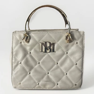 Badgley Mischka Beige Gold Studded Handles Quilted Mini Bag Purse - Image 1 of 4