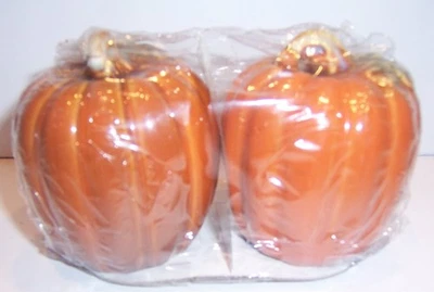 JUEGO COCTELERA SAL Y PIMIENTA CALABAZA CERÁMICA VINTAGE NUEVO EN CAJA Foto 1 de 3