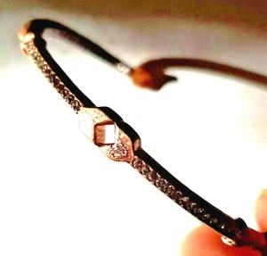 S/M Stella & Dot Resilience Cuff Bracelet Rose Gold Black Pave - Picture 1 of 9