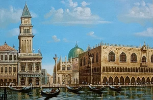 Unsigned Original Oil on Canvas Painting - Venice scene - Picture 1 of 10