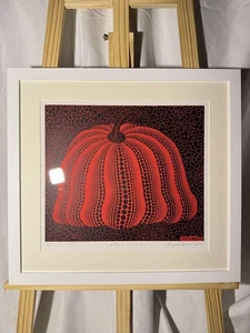 Yayoi Kusama Silk Screen Printing Pumpkin Signed Framed Red Black 47cm x 51cm - Picture 1 of 5
