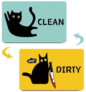 Funny Cat Cute Cartoon Clean Dirty Dishwasher Magnet,Washing Machine Magnet F... - Picture 1 of 7