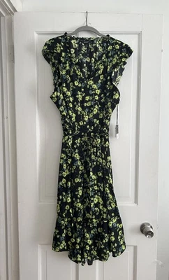 Vestido Simply Vera Wang Negro Floral Volantes Acampanado - Manga Volantes - Talla Grande 2X Foto 1 de 4
