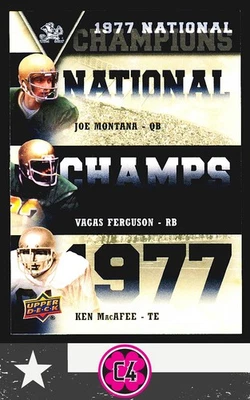 2013 Upper Deck Joe Montana / Ferguson / MacAfee National Champions Trios ND - Image 1 of 2