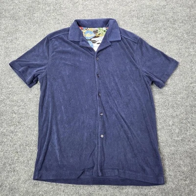 Robert Graham Shirt Mens Medium Blue Terry Cloth Button Up Classic Fit Casual - Image 1 of 4