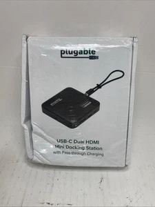 Plugable USB 3.0 or USB C Dual HDMI Mini Docking Station 2 Monitors Ethernet USB - Picture 1 of 5