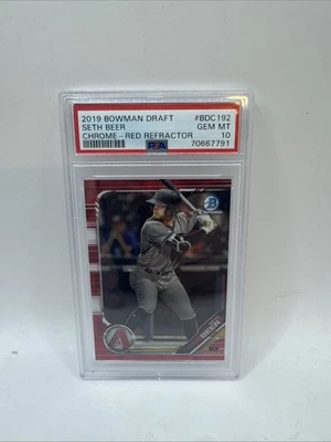 Seth Beer 2019 Bowman Chrome Draft Red Refractor RC /5 PSA 10 - Image 1 of 3