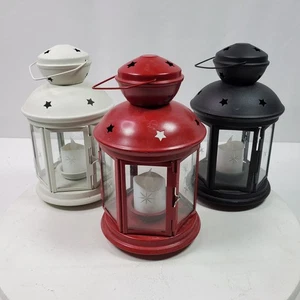 Vintage Lanterns SET of 3 Country Stars Metal Glass 8.5x4.5 Inch Each - Picture 1 of 11