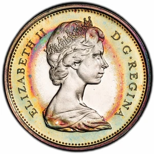 PR65 1967 Kanada Silber Luchs 25 Cent PP, PCGS Trueview - schön regenbogenfarben - Bild 1 von 3