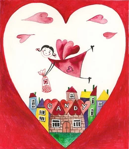 PRINT OF PAINTING CANDY FAIRY FOLK ART RYTA ANGEL HOUSE Children’s Room Decor 🌺 - Picture 1 of 1