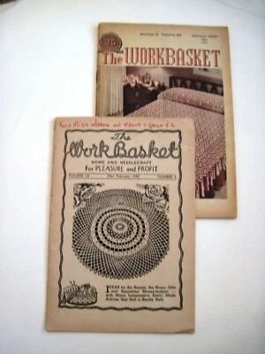 Jan.1960 & Feb.1949  Magazines "The Workbasket" w/ Lots of Craft Patterns   *  - Image 1 of 4