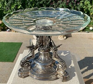 ANTIGUA PIEZA CENTRAL FRANCIA SIGLO XIX PLATA ESTERLINA Y CRISTAL DE BACCARAT  - Imagen 1 de 12