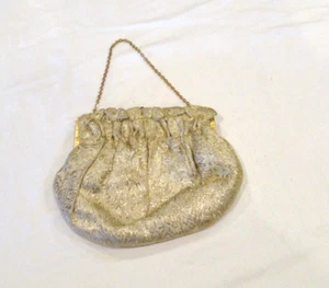 Gold brocade purse, yellow cotton lining, c. 1950s - Picture 1 of 8