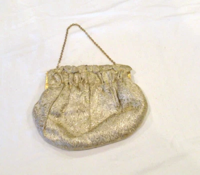 金色锦缎钱包, 黄色棉质衬里, c. 1950 年代 — 第 1/4 张图片