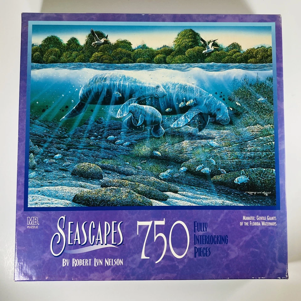 Vtg Seascapes Robert Lyn Nelson 750 PC Jigsaw Puzzle Milton Bradley Turtles