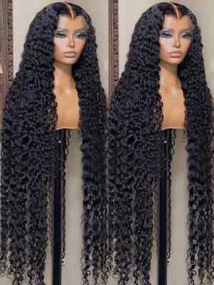 40 Inch Curly 13x4 Lace Front Human Hair Wig Wigs for Women Deep Wave 13x6 HD - Image 1 of 4